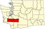 Map of Washington highlighting Lewis County